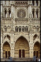 Frontal view  of Notre Dame Cathedral west facade, Amiens. France