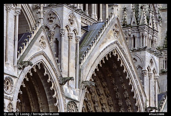 Detail of Cathedral facade, Amiens. France (color)