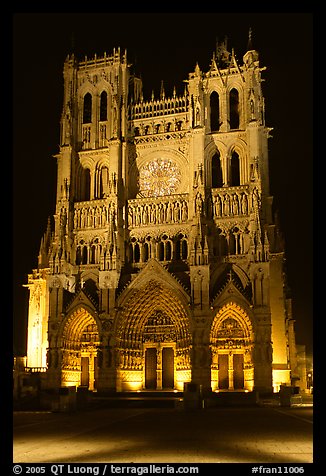 Notre Dame Cathedral at night, Amiens. France (color)