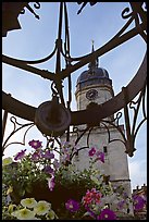 Flowers and clock tower,  Amiens. France (color)