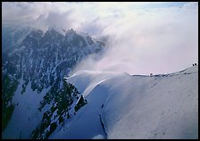 Alpinists on Aiguille du Midi ridge, Chamonix. France