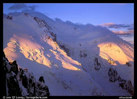 Mont Blanc and Dome du Gouter, early morning light, Chamonix. France