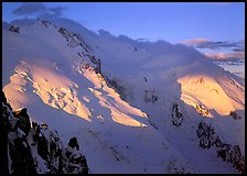 Mont Blanc and Dome du Gouter, early morning light, Chamonix. France
