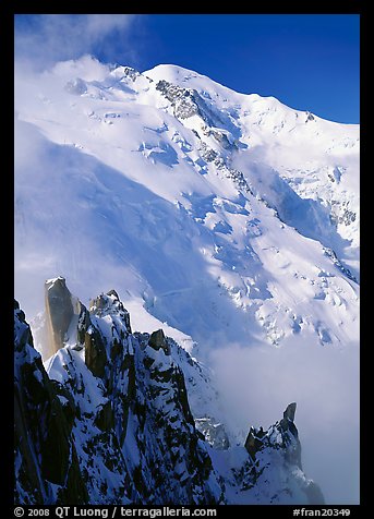 Cosmiques ridge and North Face of Mont Blanc, Chamonix. France (color)
