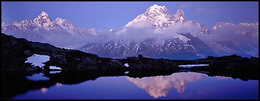 Dusk mountain landscape. France (Panoramic color)