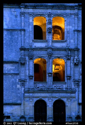 Staircase detail of Azay-le-rideau chateau. Loire Valley, France