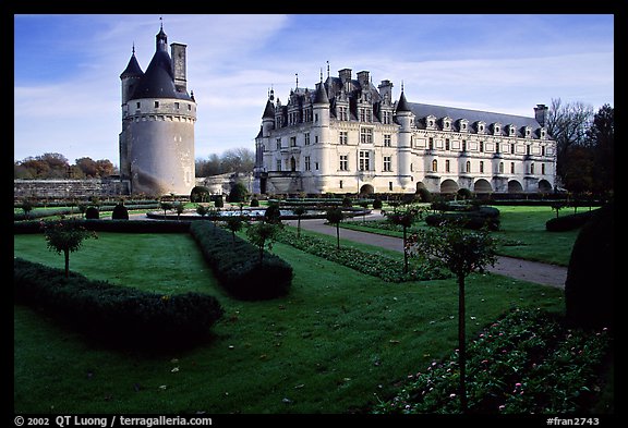 Chenonceaux chateau and gardens. Loire Valley, France (color)