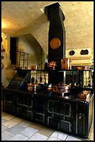 Kitchen of the Chenonceaux chateau. Loire Valley, France