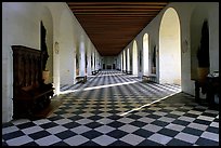 Gallery hall in the Chenonceaux chateau. Loire Valley, France ( color)