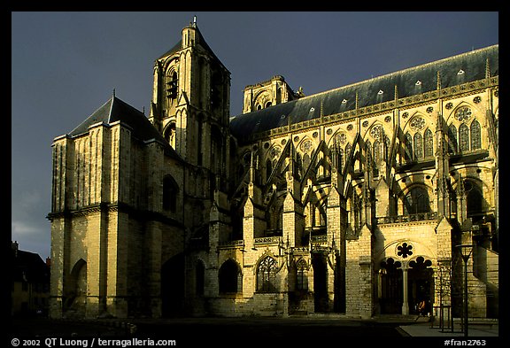 Bourges Cathedral before storm. Bourges, Berry, France (color)