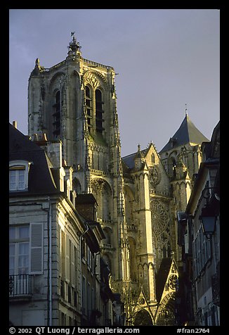 Town houses and Cathedral. Bourges, Berry, France (color)