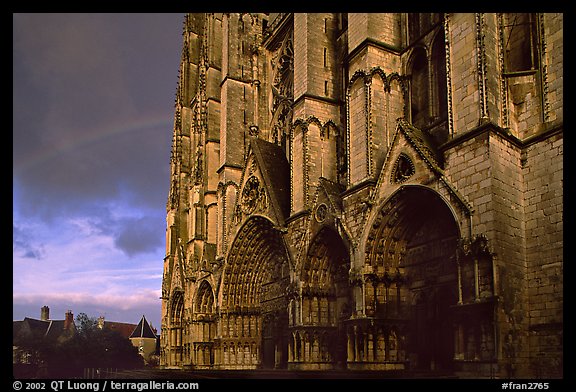 Cathedrale  Saint-Etienne de Bourges  and rainbow. Bourges, Berry, France (color)