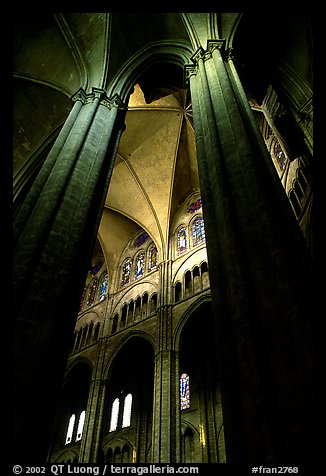 Columns inside Saint-Etienne Cathedral. Bourges, Berry, France