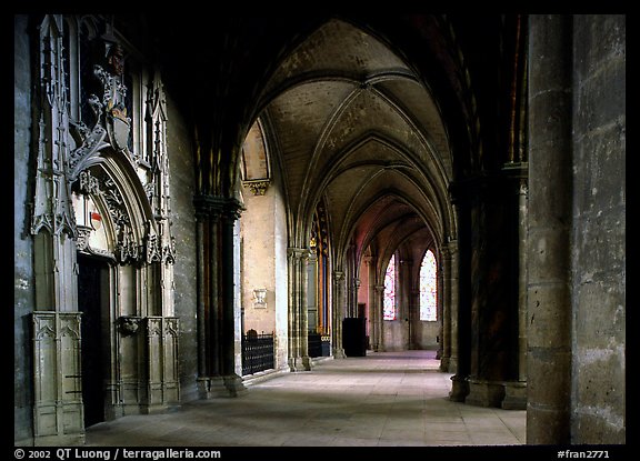 Outer  aisle,  the Saint-Etienne Cathedral. Bourges, Berry, France (color)