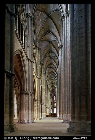 Side  aisle inside Bourges Saint Stephen Cathedral. Bourges, Berry, France (color)