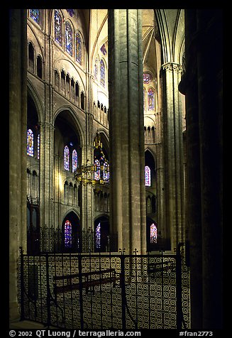 Interior view from choir, Saint-Etienne Cathedral. Bourges, Berry, France (color)