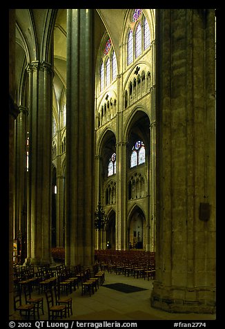 Interior of Gothic Bourges Cathedral. Bourges, Berry, France (color)