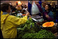 Shopping at the Fresh produce market, Saint Malo. Brittany, France