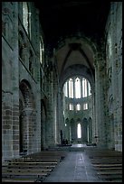 Austere chapel inside the Benedictine abbey. Mont Saint-Michel, Brittany, France
