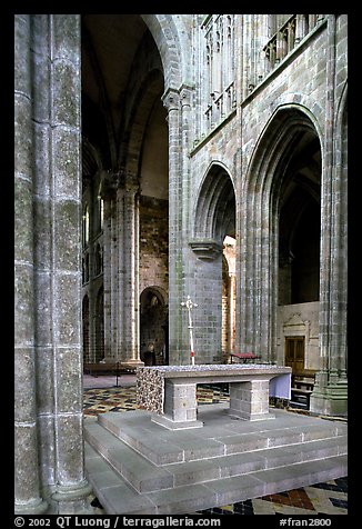 Chapel inside the Benedictine abbey. Mont Saint-Michel, Brittany, France