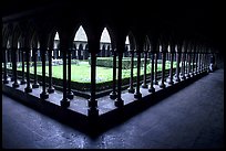 Cloister inside the Benedictine abbey. Mont Saint-Michel, Brittany, France (color)