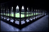 Cloister inside the Benedictine abbey. Mont Saint-Michel, Brittany, France