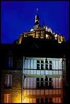 Medieval houses and abbey. Mont Saint-Michel, Brittany, France (color)