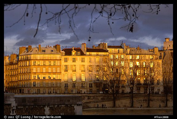 Waterfront houses on Saint-Louis island. Paris, France