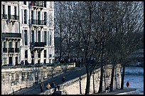 Waterfront and quay, Saint-Louis island. Paris, France