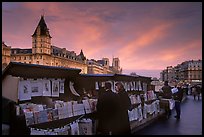 Bouquinistes (antiquarian booksellers) on the banks of the Seine. Paris, France (color)