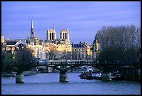 Pont des Arts and ile de la Cite, late afternoon. Paris, France (color)