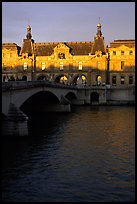 Louvre and Solferino Bridge at sunset. Paris, France (color)