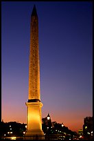Luxor obelisk of the Concorde plaza at sunset. Paris, France