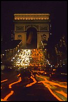 Arc de Triomphe and lights of cars on Champs Elysees. Paris, France ( color)