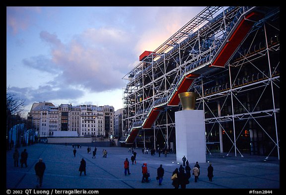 Georges Pompidou center and Beaubourg plaza. Paris, France (color)