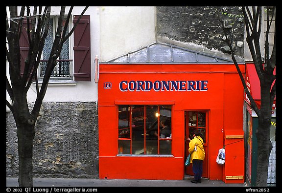 Red Cordonnnerie store. Paris, France (color)