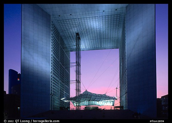 Grande Arche de la Defense at dusk. France