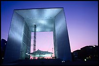 Grande Arche de la Defense at dusk. France (color)