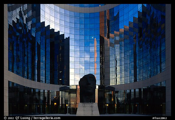 Reflections in modern office buildings, La Defense. France (color)