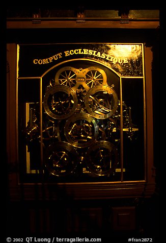 Ecclesiastic clock inside the Notre Dame cathedral. Strasbourg, Alsace, France (color)