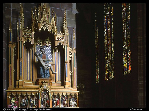 Inside the Notre Dame cathedral. Strasbourg, Alsace, France