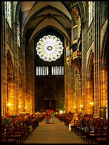 Inside the Notre Dame cathedral. Strasbourg, Alsace, France (color)