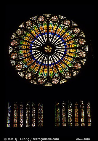 Rosace in the Notre Dame cathedral. Strasbourg, Alsace, France