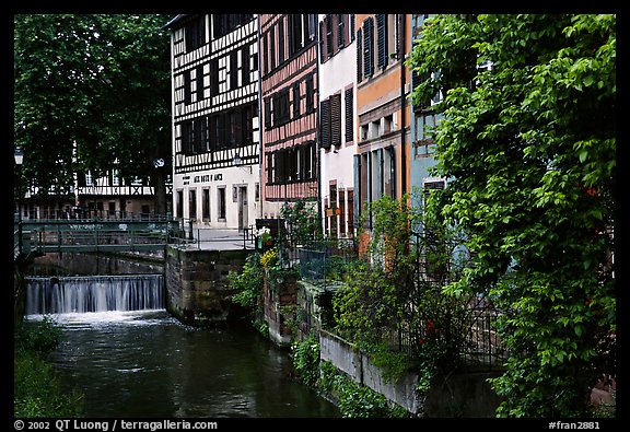 Half-timbered houses next to a canal. Strasbourg, Alsace, France