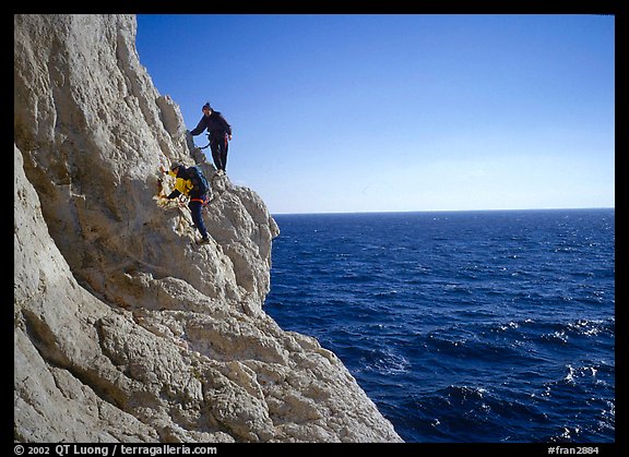 Scrambing to the Morgiou cape. Marseille, France (color)