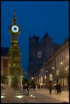 Dewailly Clock on the Marie-Sans-Chemise square by night, Amiens. France