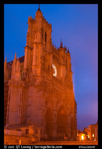 Cathedral at dusk, Amiens. France