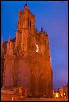 Cathedral at dusk, Amiens. France (color)