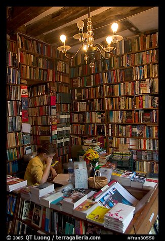 Front counter of Shakespeare and Company bookstore. Quartier Latin, Paris, France (color)
