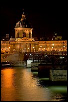 Pont des Arts and Institut de France by night. Paris, France